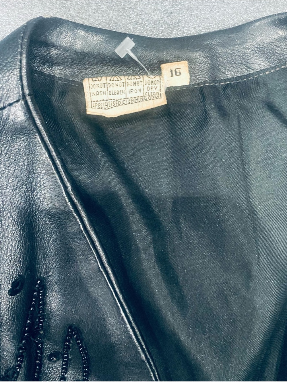 Women’s Vintage Black Beaded Leather Jacket Size 16 Made in India - Picture 5 of 8